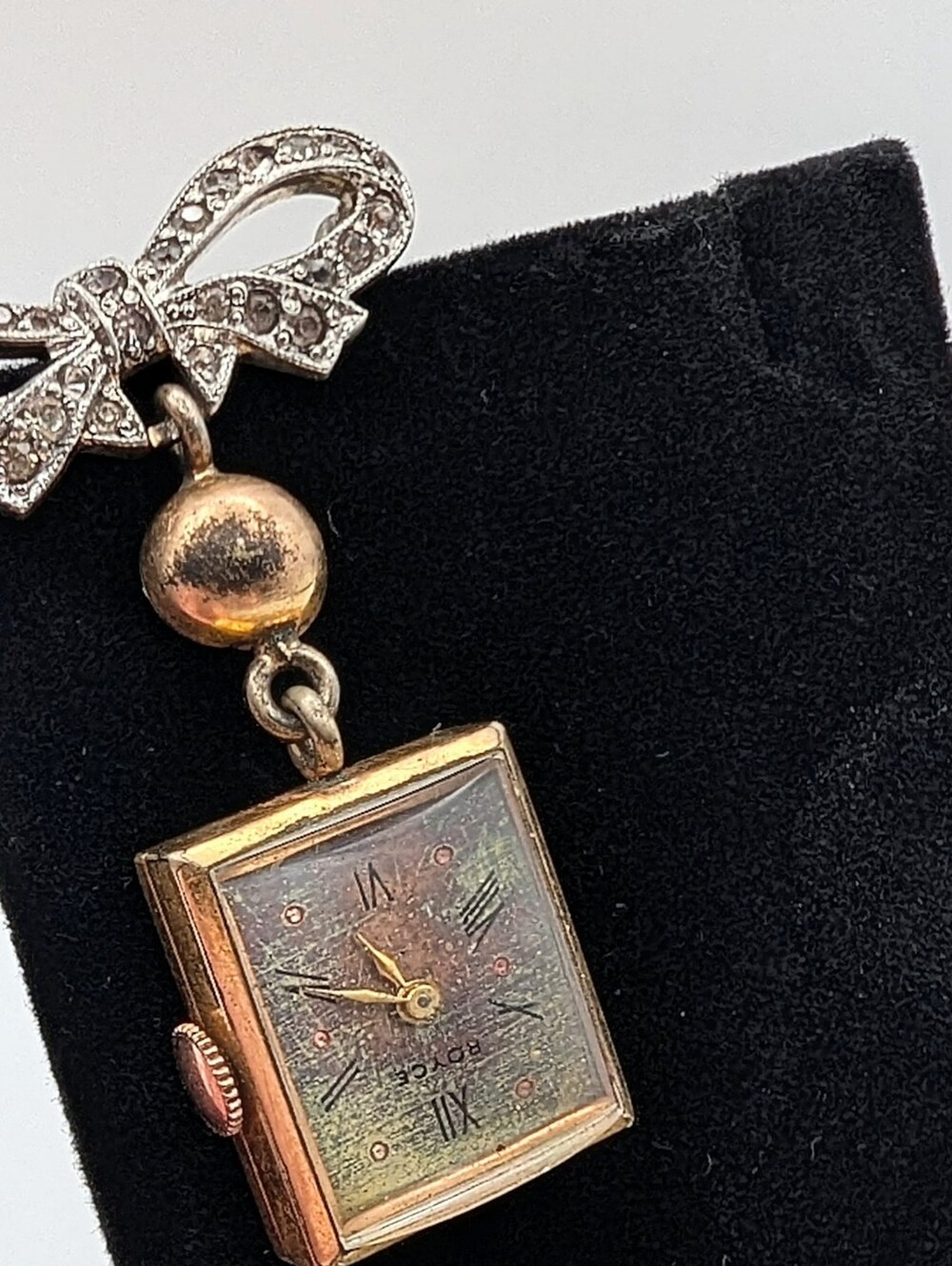 Royce Vintage Pendant Watch Brooch - Gold & Silver Tones
